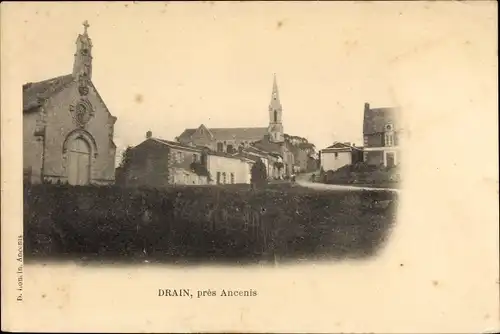 Ak Drain Maine et Loire, Blick auf den Ort