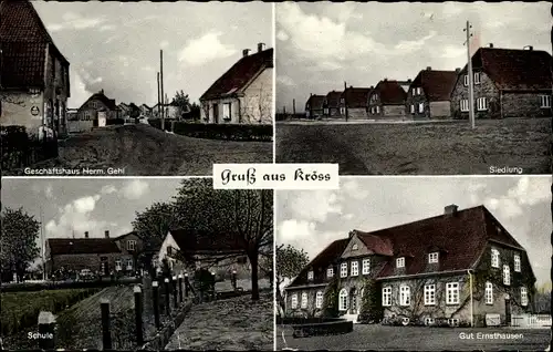 Ak Kröß Oldenburg in Holstein, Siedlung, Schule, Geschäftshaus Hermann Gehl, Gut Ernsthausen