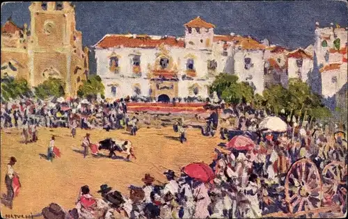 Künstler Ak Bertuchi, M., Une Cepea, Stierkampf