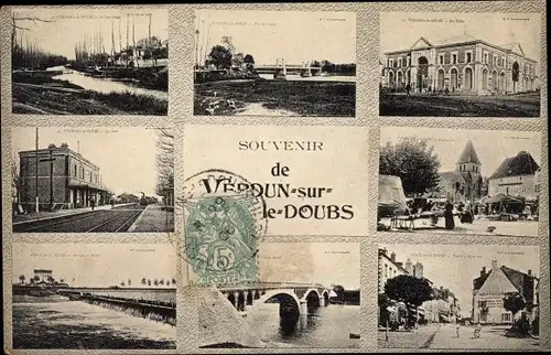 Ak Verdun sur le Doubs, La Gare, Le Pont