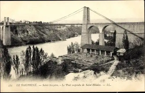 Ak Saint Nazaire Drome, Le Pont suspendu de Saint Hilaire