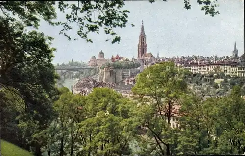 Ak Bern Stadt Schweiz, Blick auf den Ort, Kirchenfeldbrücke