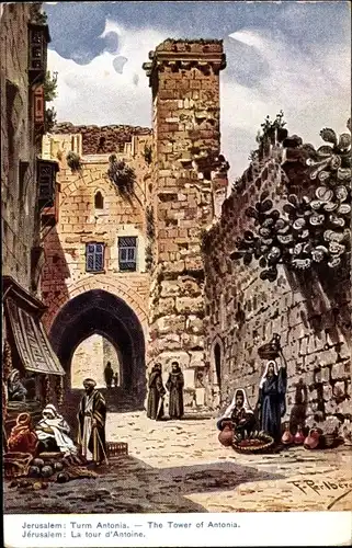 Künstler Ak Perlberg, F., Jerusalem Israel, Turm Antonia