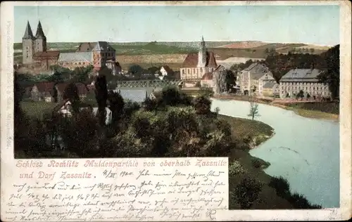 Ak Rochlitz Sachsen, Blick auf Schloss und Petrikirche, Dorf Zassnitz