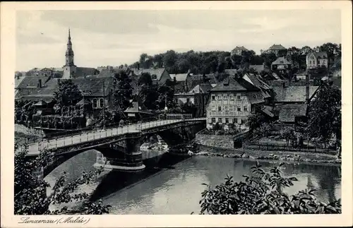 Ak Lunzenau in Sachsen, Stadt mit Brücke