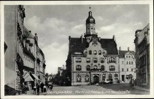 Ak Geringswalde Sachsen, Markt mit Rathaus und Hauptstraße