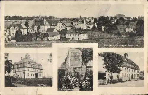 Ak Reitzenhain Marienberg im Erzgebirge, Total, Rathaus, Kriegerdenkmal, Schule