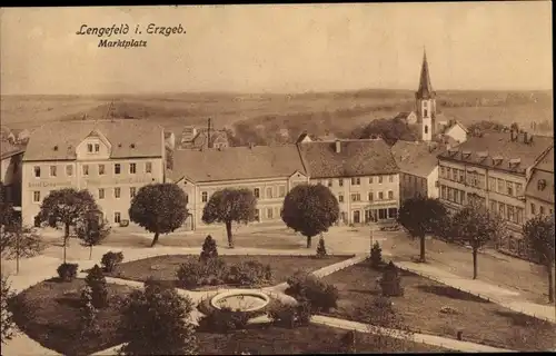 Ak Lengefeld im Erzgebirge, Marktplatz, Vogelschau