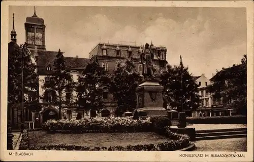 Ak Mönchengladbach im Ruhrgebiet, Königsplatz, Bismarckdenkmal