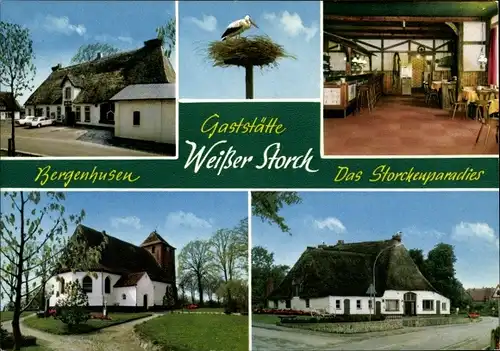 Ak Bergenhusen in Schleswig Holstein, Gaststätte Weißer Storch, Storchennest, Innenansicht