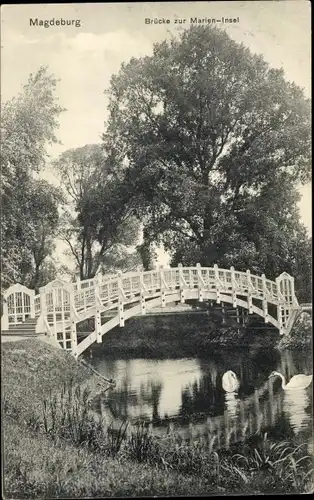 Ak Magdeburg in Sachsen Anhalt, Brücke zur Marieninsel