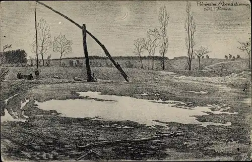 Künstler Ak Berger, E., Polnische Abendstimmung, Südl. Rawa