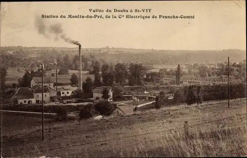 Ak Saint Vit Doubs, Station du Moulin du Pre de la Electrique du Franche Comte