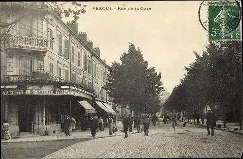 Ak Vesoul Haute Saone Frankreich, Rue de la Gare