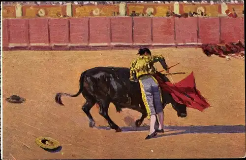 Künstler Ak Bertuchi, M., Stierkampf in der Arena, Torero