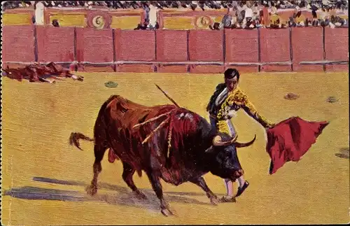 Künstler Ak Bertuchi, M., Stierkampf in der Arena, Torero