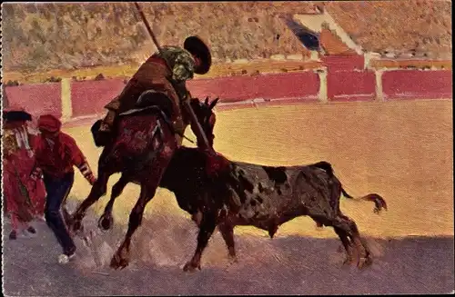 Künstler Ak Bertuchi, M., Stierkampf in der Arena, Torero