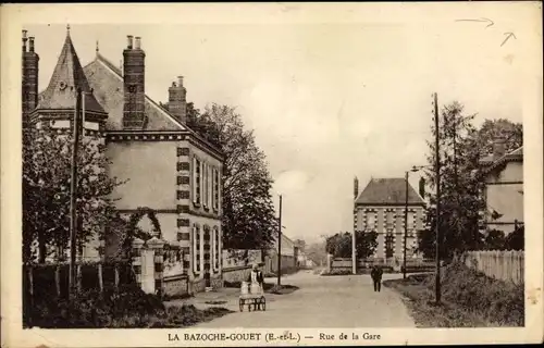 Ak La Bazoche Gouet Eure et Loir, Rue de la Gare