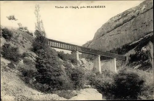 Ak Beaurières Drome, Viaduc du Claps