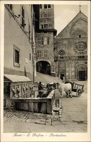 Ak Assisi Umbria, S. Rufino, Brunnen
