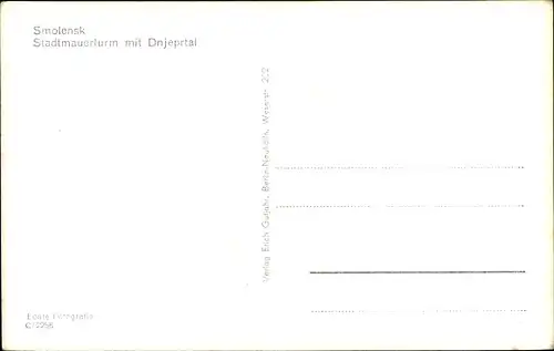 Ak Smolensk Russland, Stadtmauerturm, Dnjeprtal