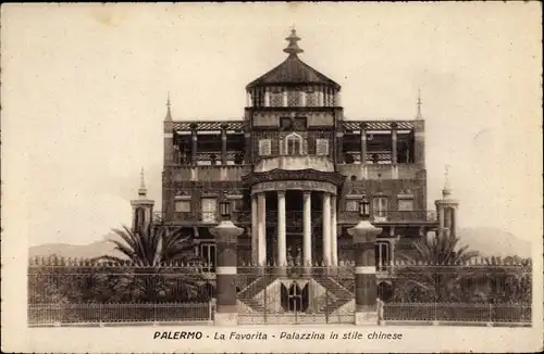 Ak Palermo Sizilien Sicilia Italien, La Favorita, Palazzina in stile chinese