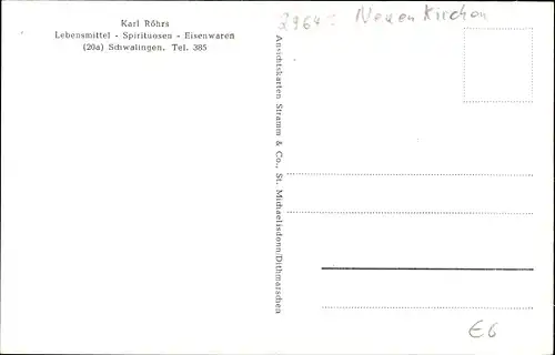 Ak Schwalingen Neuenkirchen in der Lüneburger Heide, Kaufhaus, Denkmal, Schule, Dorfstraße