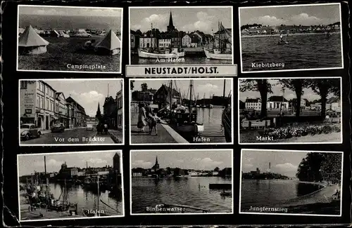Ak Neustadt in Holstein, Campingplatz, Hafen, Kiebitzberg, Jungfernstieg