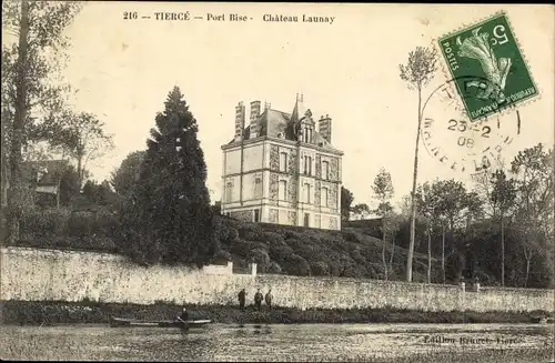 Ak Tiercé Maine et Loire, Port Bise, Chateau Launay