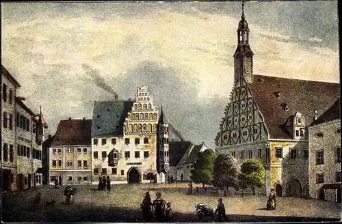 Künstler Ak Zwickau in Sachsen, Marktplatz