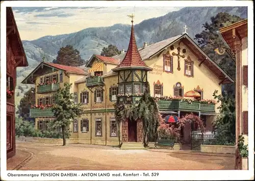 Künstler Ak Oberammergau in Oberbayern, Pension Daheim