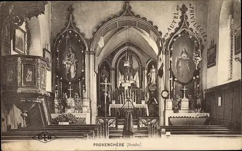 Ak Provenchère Doubs, Interieur de l'Eglise