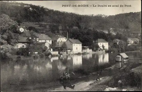 Ak Pont de Roide Doubs, Le Doubs en aval du Pont