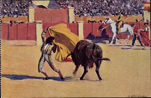 Künstler Ak Bertuchi, M., Stierkampf in der Arena, Torero