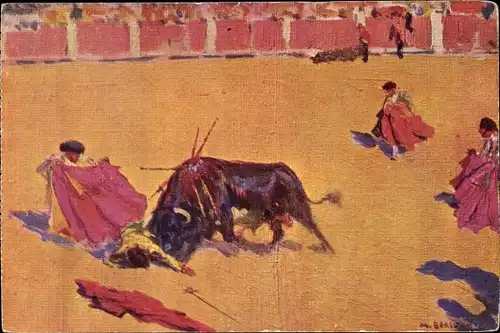 Künstler Ak Bertuchi, M., Stierkampf in der Arena, Torero