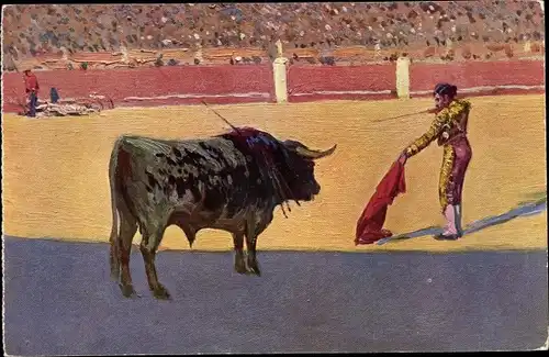 Künstler Ak Bertuchi, M., Stierkampf in der Arena, Torero, Entrando a matar