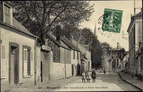 Ak Bonneval Eure et Loir, Ruine Saint Michel et Porte Saint Roch