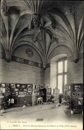 Ak Dreux Eure et Loir, Salle de Rez de Chaussee de l'Hotel de Ville