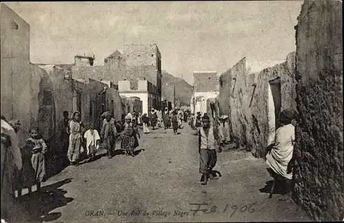 Ak Oran Algerien, Une Rue du Village Negre