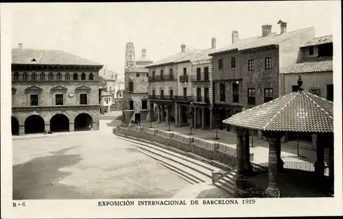 Ak Barcelona Katalonien Spanien, Exposición Internacional 1929, Pueblo Espanol, Plaza Mayor