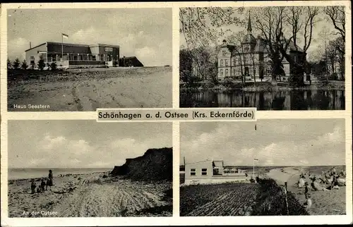 Ak Ostseebad Schönhagen, Haus Seestern, Strandpartie, Gut