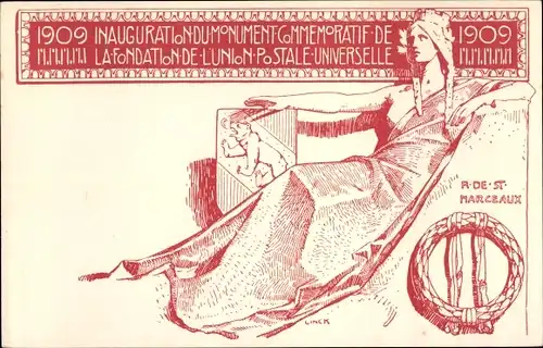 Ganzsachen Ak Schweiz, Fondation de l'Union Postale Universelle, Inauguration du Monument 1909