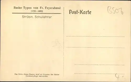 Künstler Ak Feyerabend, Fr., Basler Typen, Strübin, Schullehrer