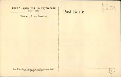 Künstler Ak Feyerabend, Fr., Basler Typen, Wolleb, Hauptmann