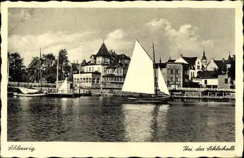 Ak Schleswig, Segelpartie bei der Schleihalle