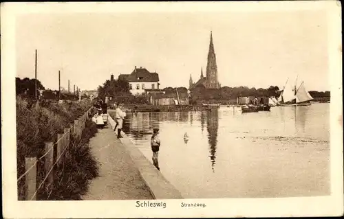 Ak Schleswig an der Schlei, Strandweg, Kirche
