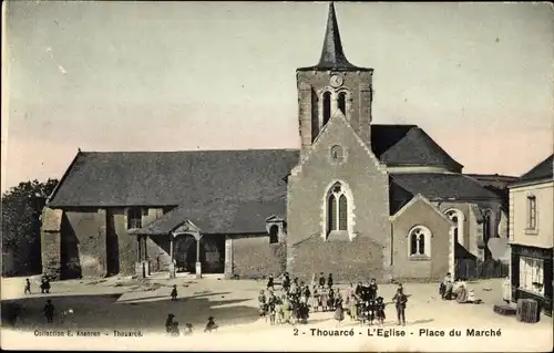 Ak Thouarcé Maine et Loire, L'Eglise, Place du Marche
