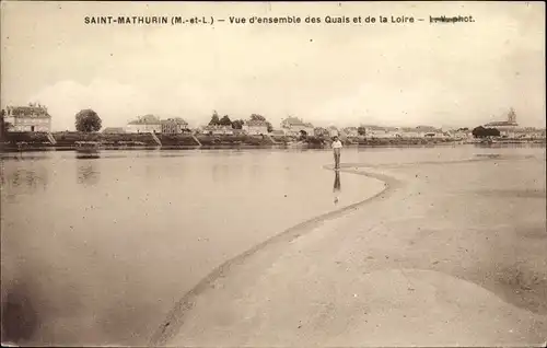 Ak St Mathurin Maine et Loire, Vue d'ensemble des Quais et de la Loire