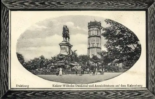 Passepartout Ak Duisburg im Ruhrgebiet, Kaiser Wilhelm Denkmal, Aussichtsturm, Kaiserberg