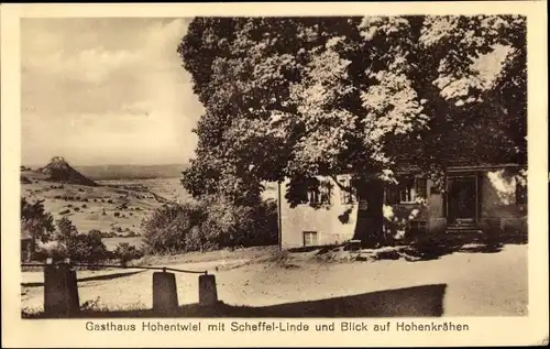 Ak Singen Hohentwiel Baden Württemberg, Gasthaus Hohentwiel, Scheffel Linde, Hohenkrähen